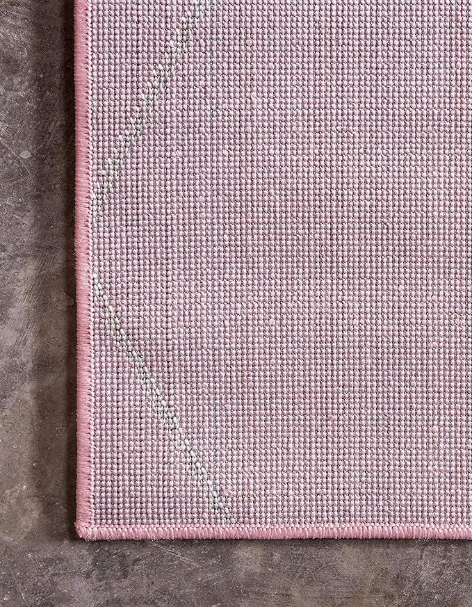 Unique Loom Trellis Frieze Collection Area Rug - Geometric (2' x 3' 1", Light Pink/ Ivory)