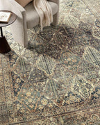 Loloi Magnolia Home by Joanna Gaines Banks Collection BAN-05 Spice/Blue 3'-6" x 5'-6" .13" Pile Height, Machine Washable, Accent Rug