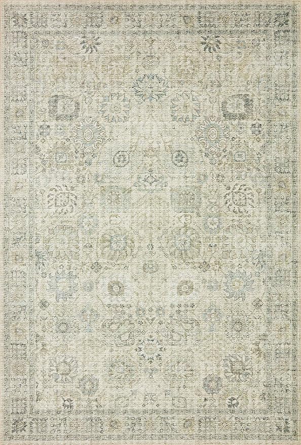 Loloi Skye Collection 2'-3" x 3'-9" Accent Rug in Natural / Sage - Soft Thick Area Rug, Vintage Inspired Distressed Area Rug, Non-Shedding Rug for Living Room, Bedroom, Dining Area