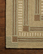 Loloi Chris Loves Julia Alfie Collection ALF-04 Green/Natural 8'-6" x 11'-6" Area Rug Wool Neutral Living Bedroom Dining Carpet