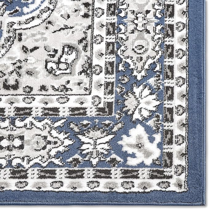 Home Dynamix Premium Sakarya Traditional Medallion Border Area Rug, Midnight Blue, 7'8"x10'7" Rectangle