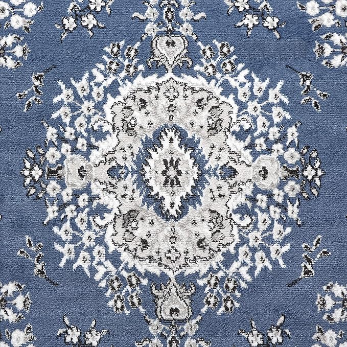 Home Dynamix Premium Sakarya Traditional Medallion Border Area Rug, Midnight Blue, 7'8"x10'7" Rectangle