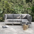 Sundale Outdoor 4 Pieces Metal Patio Furniture Set, Outdoor Sectional Sofa w/6 Inch Olefin Cushion, Modern Outdoor Conversation Sets