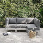 Sundale Outdoor 4 Pieces Metal Patio Furniture Set, Outdoor Sectional Sofa w/6 Inch Olefin Cushion, Modern Outdoor Conversation Sets