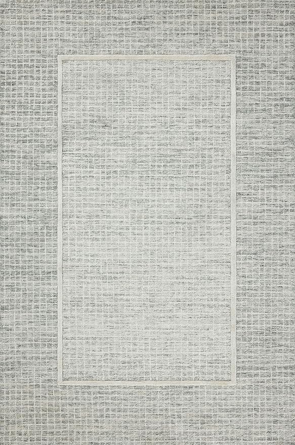 Loloi Chris Loves Julia Briggs Collection, Mist & Ivory, 3'-6" x 5'-6" Accent Rug – Minimal Gritted Design Area Rugs for Living Room Bedroom Entryway & Hallway No Shed High Traffic Home Decor Rug