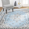 Home Dynamix Premium Sakarya Traditional Medallion Border Area Rug, Blue, 9'2"x12'5" Rectangle