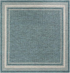 Unique Loom Outdoor Border Collection Area Rug - Soft Border (10' Square Teal/Ivory)