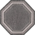 Unique Loom Outdoor Border Collection Area Rug - Soft Border (7' 10" Octagon, Black/ Ivory)