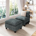 PHI VILLA Oversized Single Armless Sofa with Ottoman, Upholstered Chaise Lounge Chairs, Indoor Cloud Reading Chair with Deep Seat for Small Spaces, Chenille Fabric, Teal