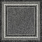 Unique Loom Outdoor Border Collection Area Rug - Soft Border (6' 1" Square Black/Ivory)