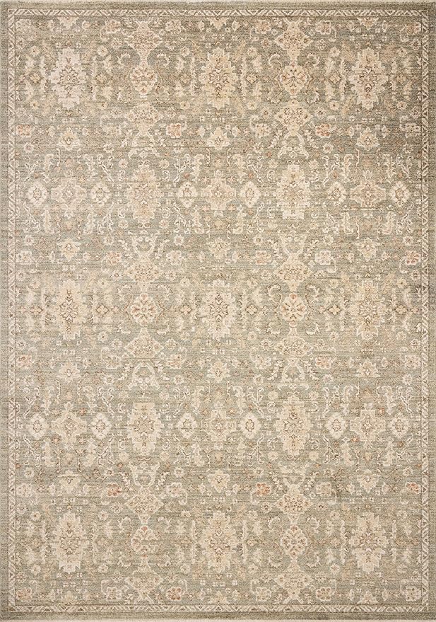 Loloi Chris Loves Julia Palma Collection PLM-03 Lagoon/Natural 2'-7" x 12'-0" Runner Rug Vintage Style Boho Living Room Bedroom Carpet