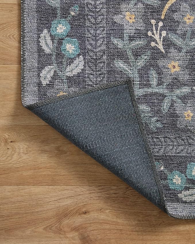 Loloi Rifle Paper Co. Maison Collection MAO-01 Nightingale Black 5'-0" x 7'-6", .19" Pile Height, Area Rug