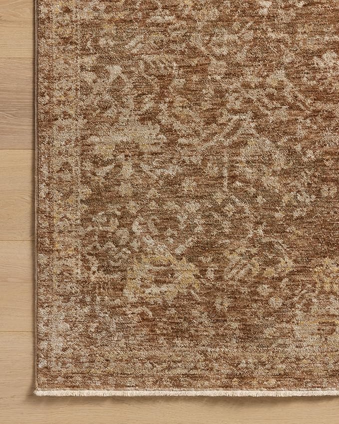 Loloi Magnolia Home by Joanna Gaines Junie Collection JUE-01 Clay/Natural 7'-10" x 7'-10", .38" Pile Height, Round Area Rug
