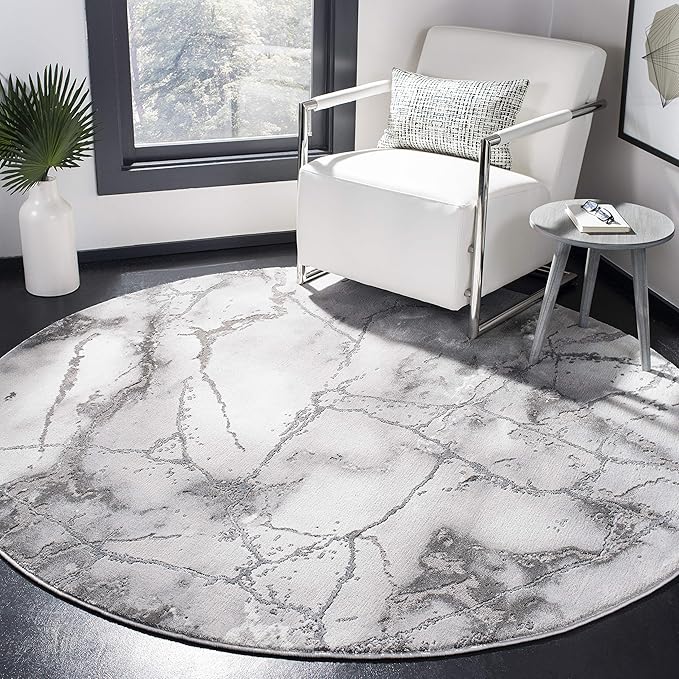 SAFAVIEH Craft Collection 10' Round Grey/Silver CFT877G Modern Abstract Non-Shedding Living Room Dining Bedroom Foyer Area Rug