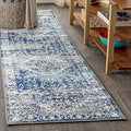 JONATHAN Y Modern Vintage Medallion Navy/Light Gray Runner Rug, 2x8, Country, Floral, Easy-Cleaning for Living Room, Bedroom, Kitchen, Pet Friendly, Non-Shedding (MDP100B-28)