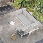 Sundale Outdoor 4 Pieces Metal Patio Furniture Set, Outdoor Sectional Sofa w/6 Inch Olefin Cushion, Modern Outdoor Conversation Sets