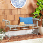 SAFAVIEH Outdoor Collection Brielle Victorian Scroll Antique Dark Green Wrought Iron Bench