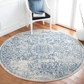SAFAVIEH Evoke Collection Area Rug - 6'7" Round, Ivory & Navy, Distressed Design, Non-Shedding & Easy to Clean, Ideal for Living Room, Bedroom, Dining Space (EVK256N)