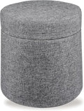 Seville Classics Cushioned Fabric Ottoman Hidden Storage Chest Footrest Chair, Padded Seat for Bedroom, Dorm, Loft, Living Room, Entryway, Hallway, Modern Gray, 15.6" Wobble