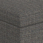SIMPLIHOME Owen 34 inch Wide Mid Century Modern Rectangle Coffee Table Storage Ottoman in Ebony Tweed Look Fabric, Assembled, for the Living Room, Entryway and Family Room