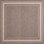 Unique Loom Outdoor Border Collection Area Rug - Soft Border (10' Square Brown/Ivory)