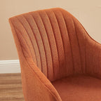 Zouron Mid Century Modern Accent Chair with Oak Wood Legs, Upholstered Swivel Chair No Wheels, Side Accent Armchair Vanity Chair for Small Space Home Office Living Room Bedroom, Caramel