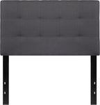 EMMA + OLIVER Quilted Tufted Upholstered Twin Size Headboard in Dark Gray Fabric