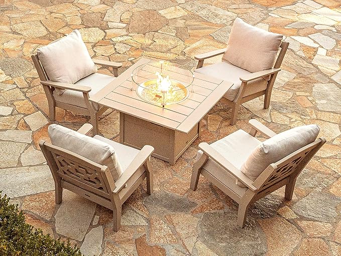 Martha Stewart by POLYWOOD® Chinoiserie Deep Seating Chair in White/Navy Linen