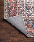 Loloi Layla Collection LAY-12 Ivory/Brick 7'-6" x 9'-6" .13" Thick Area Rug, Soft, Durable, Vintage Inspired, Distressed, Low Pile, Non-Shedding, Easy Clean, Printed, Living Room Rug