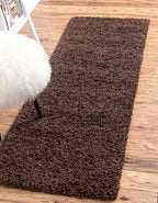 Unique Loom Solid Shag Collection Area Rug (2' 7" x 10' Runner, Chocolate Brown)