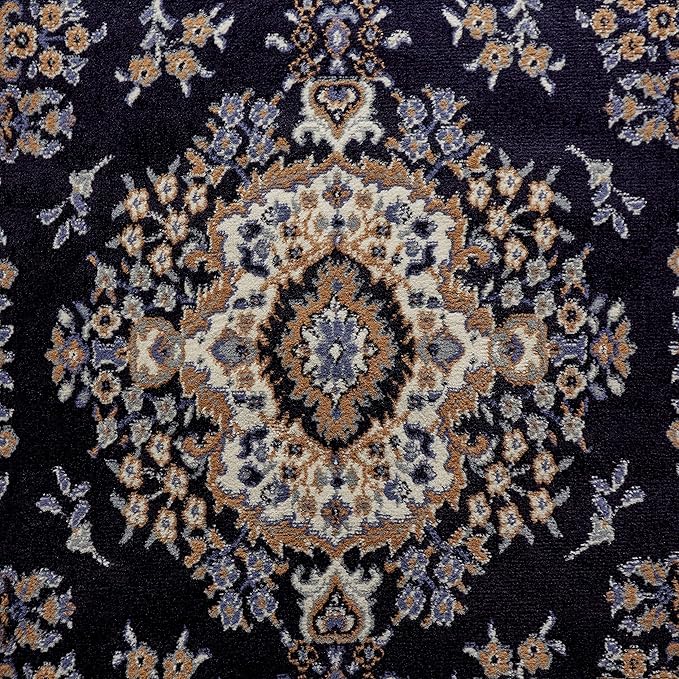 Home Dynamix Premium Sakarya Traditional Medallion Border Area Rug, Navy Blue/Brown, 7'8"x10'7" Rectangle