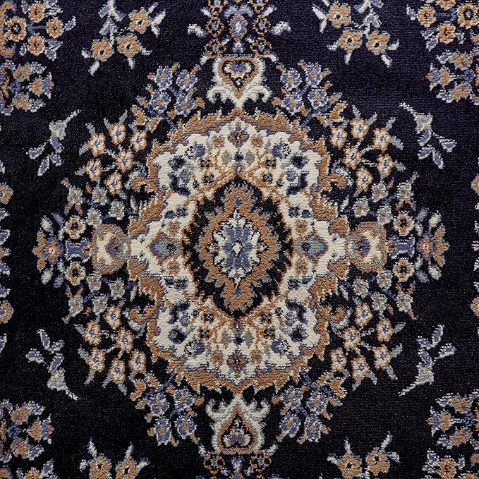 Home Dynamix Premium Sakarya Traditional Medallion Border Area Rug, Navy Blue, 3'7"x5'2" Rectangle