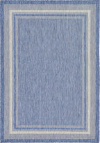 Unique Loom Outdoor Border Collection Area Rug - Soft Border (7' 1" x 10' Rectangle, Blue/ Ivory)