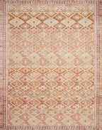 Loloi Layla Collection LAY-16 Natural/Spice 9'-0" x 12'-0" .13" Thick Area Rug, Soft, Durable, Vintage Inspired, Distressed, Low Pile, Non-Shedding, Easy Clean, Printed, Living Room Rug