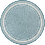 Unique Loom Outdoor Border Collection Area Rug - Soft Border (13' Round, Teal/ Ivory)