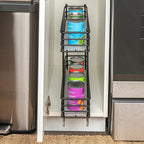 Household Essentials Glidez Multipurpose Paint-Finished Steel Pull-Out/Slide-Out Storage Organizer with Plastic Liners for Under Cabinet Use - 2-Tier Design, Black