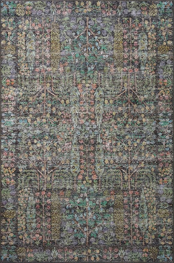 Loloi Rifle Paper Co. Maison Collection MAO-07 Charcoal 5'-0" x 5'-0" Round, .19" Pile Height, Accent Rug