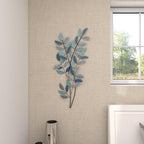 Deco 79 Metal Leaf Home Wall Decor Wall Sculpture with Gold Accents, Wall Art 15" x 1" x 32", Blue