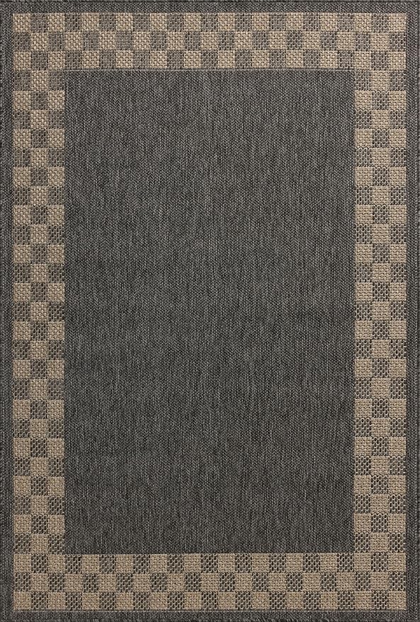 Loloi Chris Loves Julia Providence Collection PRC-01 Charcoal/Natural 2'-3" x 3'-9", .12" Pile Height, Indoor/Outdoor Runner Rug