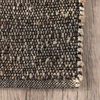 nuLOOM 9x12 Elfriede Jute & Cotton Hand Woven Area Rug, Charcoal, Solid Rustic Farmhouse Style, Weaved Design, Natural Fiber, For Bedroom, Living Room, Dining Room, Hallway, Office, Entryway