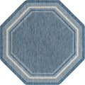 Unique Loom Outdoor Border Collection Area Rug - Soft Border (7' 10" Octagon, Blue/ Ivory)
