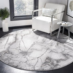 SAFAVIEH Craft Collection Area Rug - 5'3" Round, Grey & Silver, Modern Abstract Design, Non-Shedding & Easy Care, Ideal for High Traffic Areas in Living Room, Bedroom (CFT877G)