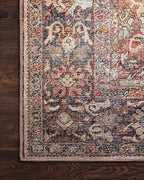 Loloi Layla Collection LAY-02 Spice/Marine 9'-0" x 12'-0" .13" Thick Area Rug, Soft, Durable, Vintage Inspired, Distressed, Low Pile, Non-Shedding, Easy Clean, Printed, Living Room Rug