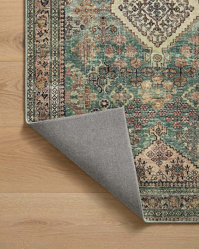 Loloi Magnolia Home by Joanna Gaines Sinclair Collection SIN-03 Turquoise/Multi 2'-3" x 7'-6", .25" Pile Height, Machine Washable, Runner Rug