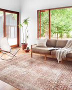 Loloi Layla Collection LAY-11 Cinnamon/Sage 7'-6" x 9'-6" .13" Thick Area Rug, Soft, Durable, Vintage Inspired, Distressed, Low Pile, Non-Shedding, Easy Clean, Printed, Living Room Rug