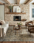 Loloi Magnolia Home by Joanna Gaines Banks Collection BAN-05 Spice/Blue 3'-6" x 5'-6" .13" Pile Height, Machine Washable, Accent Rug
