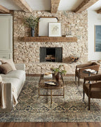 Loloi Magnolia Home by Joanna Gaines Banks Collection BAN-05 Spice/Blue 3'-6" x 5'-6" .13" Pile Height, Machine Washable, Accent Rug