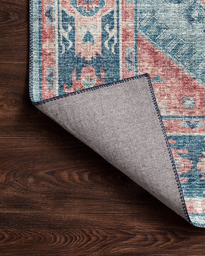 Loloi II Skye Collection SKY-03 Turquoise/Terracotta 7'-6" x 9'-6" Area Rug