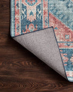 Loloi Skye Collection SKY-03 Turquoise/Terracotta 8'-0" x 8'-0" Round Area Rug