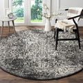 SAFAVIEH Evoke Collection Area Rug - 6'7" Round, Black & Grey, Distressed Design, Non-Shedding & Easy to Clean, Ideal for Living Room, Bedroom, Dining Space (EVK256R)